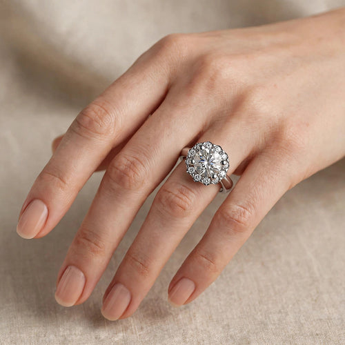 Floral Halo Diamond Engagement Ring in Gold (0.66 ct. tw.) - 02US13
