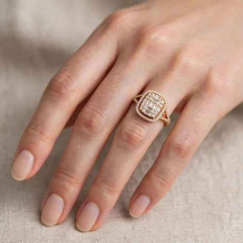 0.68ct Faceted Natural Diamond 18k Yellow Gold Engagement Ring - 10US06