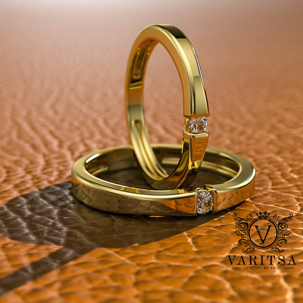 0.1ct Brilliant Cut Diamond Gold Wedding Bands - 01BU11