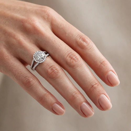1.27ct Cushion Cut Diamond Halo Gold Engagement Ring - 04US07