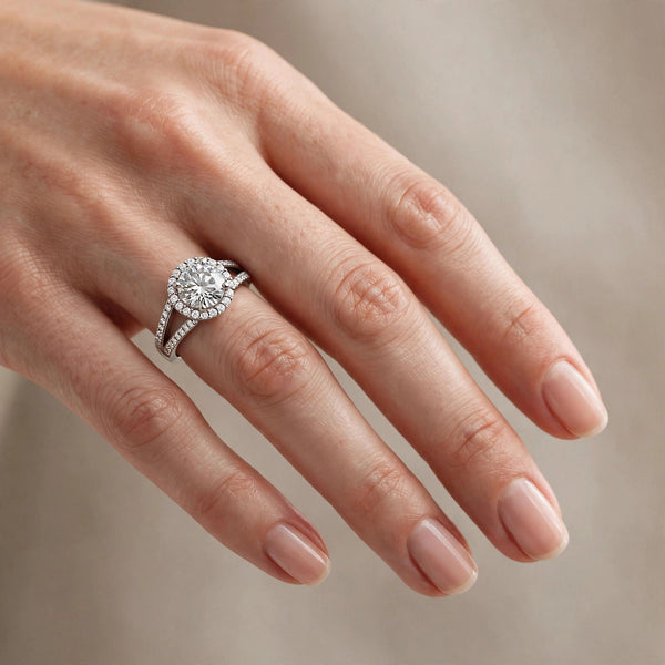 1.27ct Cushion Cut Diamond Halo Gold Engagement Ring - 04US07