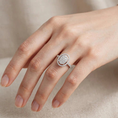 0.68ct Natural Brilliant Diamond 18K Gold Oval Engagement Ring - 10US03