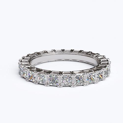 3.4ct Princess Cut Channel Gold Wedding Band - 05GG25
